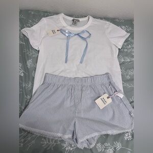 NWT!!! Blue Bow Pajama Set